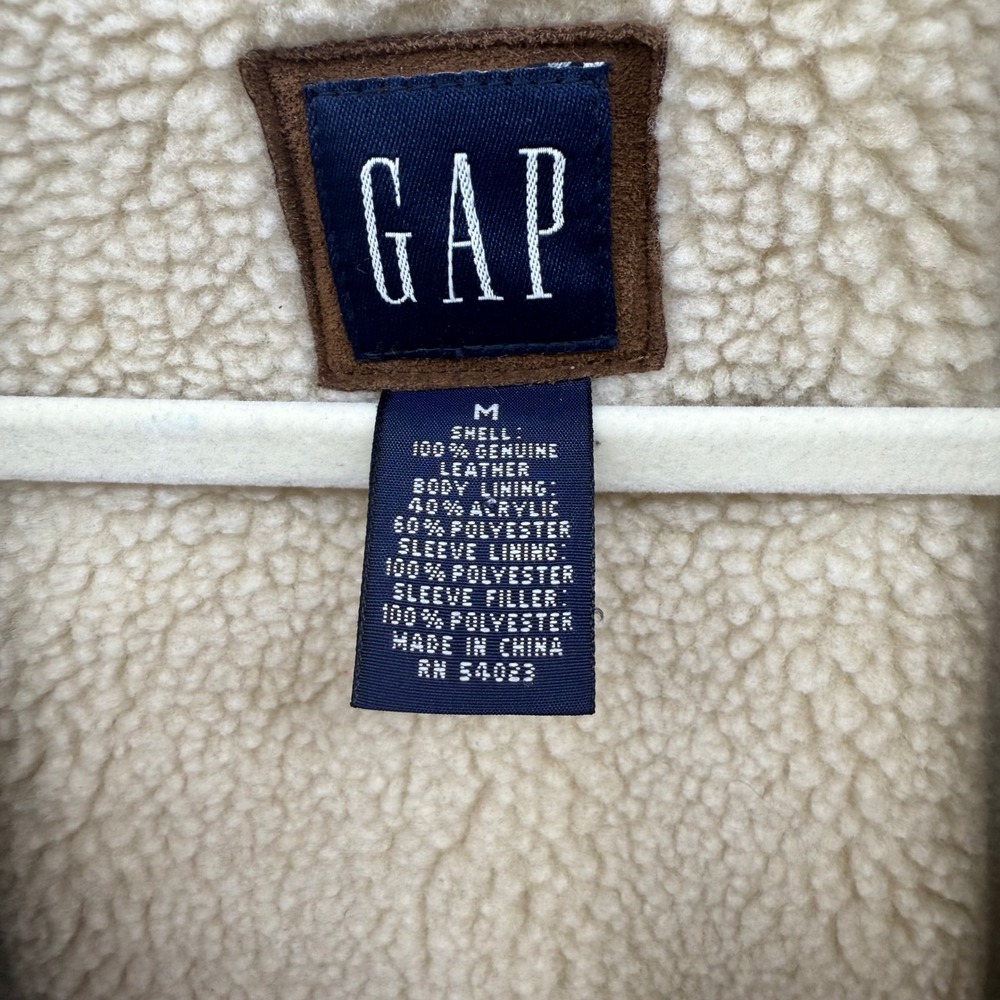 Vtg Y2K GAP Women Brown Suede Sherpa Lined Trucker Ranch Barn Jacket Size M - Picture 4 of 10